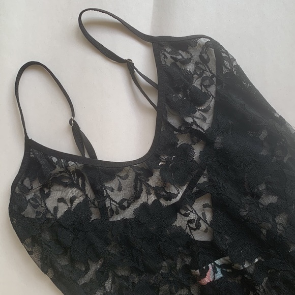 Free People Beach Black Lace Bodysuit Lingerie Top Cami Sexy Size Small - Picture 5 of 15